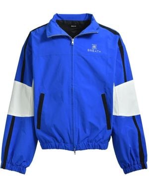 BREATH Logo-Detail Bomber Jacket - Blue