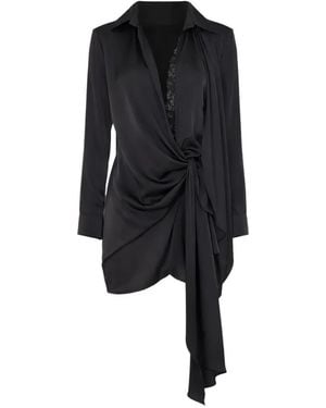 Vaillant Studio Lace-Detail Knot Mini Dress - Black