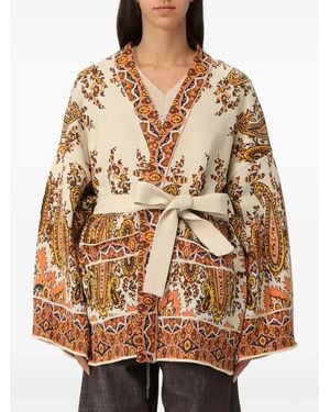 Etro Paisley-Patterned Belted Cardigan - Brown