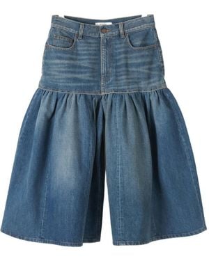 Chloé Ruffled Denim Shorts - Blue