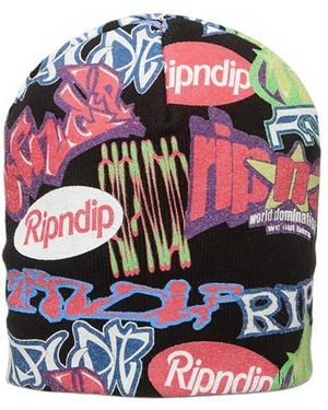 RIPNDIP Out Here Tour Graffiti-Print Beanie Hat - Black