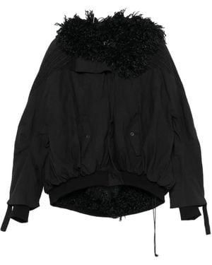 Yehuafan Shearling-Trim Hooded Coat - Black
