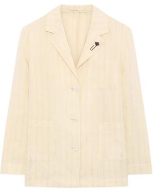 Lardini Striped Linen Blazer - Natural