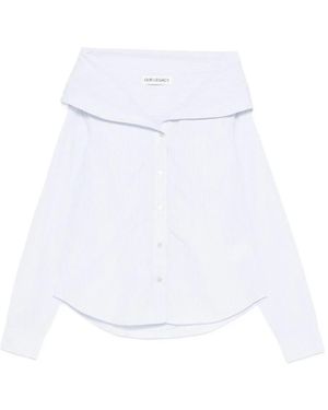 Our Legacy Kaonashi Off-Shoulder Striped Shirt - White