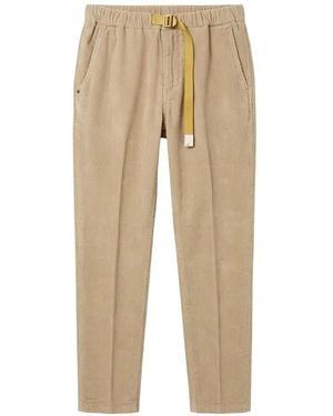 White Sand Belted Corduroy Trousers - Natural