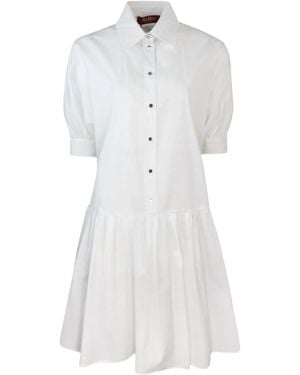 Max Mara Caronte Hemdkleid Mit Puffärmeln - Weiß