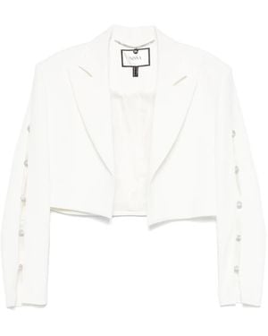 Nissa Crystal-Embellished Cropped Blazer - White