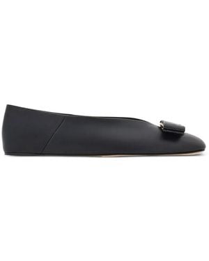 Ferragamo Vara Bow-Detail Ballet Flats - White