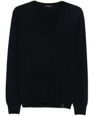 Fay V-Neck Wool Sweater - Black