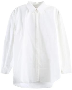 Amomento Camicia Con Abbottonatura Frontale Nascosta E Orlo Curvo - Bianco
