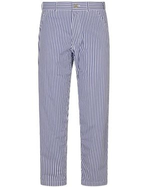Comme des Garçons Striped Cotton Trousers - Blue