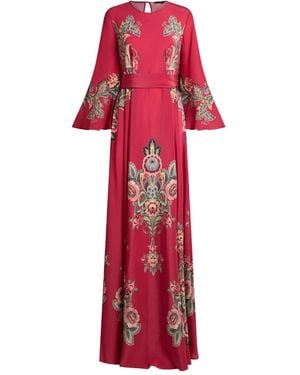 Etro ベルテッド ペイズリー マキシドレス - レッド