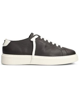 Doucal's Pebbled-Texture Trainers - White
