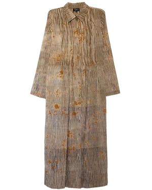 Yavi Striped Abstract-Print Dress - Natural