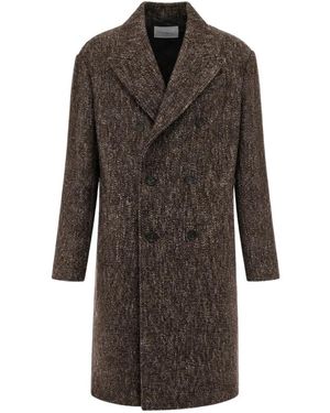 Paolo Pecora Double-Breasted Tweed Coat - Brown