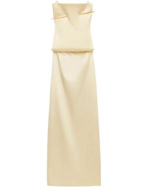 Loewe Pin Open-Back Silk Maxi Dress - Natural