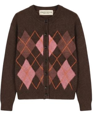 Roberto Collina Argyle-Knit Cardigan - Brown