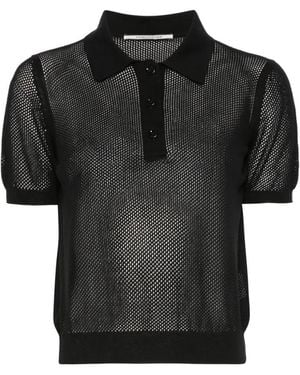 Tagliatore Poloshirt Aus Mesh-Strick - Schwarz