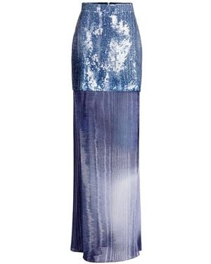 Silvia Tcherassi Amalia Sequin-Embellished Moiré Maxi Skirt - Blue