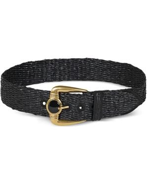 Etro Embellished-Buckle Woven Belt - Black