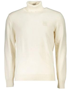 BOSS Roll-Neck Cotton Sweater - White
