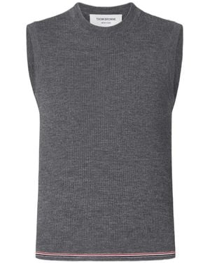 Thom Browne Merino Wool Rwb Stripe Shell Top - Grey