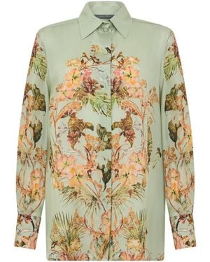 Alberta Ferretti Floral-Print Silk Shirt - White