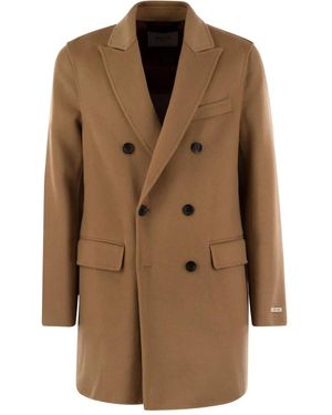 Paltò Double-Breasted Lapels Coat - Brown