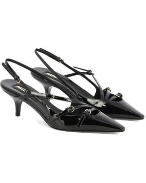 Miu Miu Escarpins En Cuir Verni À Bride Arrière 45 Mm - Noir