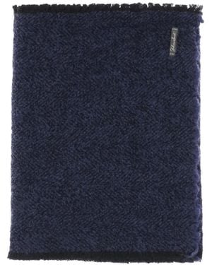 Faliero Sarti Resky Herringbone-Pattern Fringed Scarf - Blue