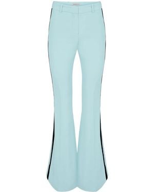 Nina Ricci Velvet-Trim Flared Trousers - Blue