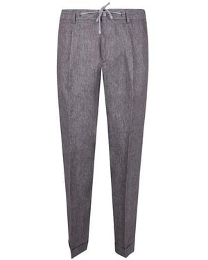 Barba Napoli Drawstring Pleated Trousers - Grey