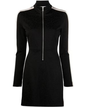 Palm Angels Jacquard Leopard Track Mini Dress Black/off White
