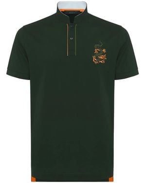 Shanghai Tang Polo Con Ricamo Drago - Verde