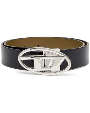 DIESEL B-1Dr Logo-Buckle Leather Belt - Black