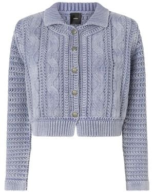 Pinko Cable-Knit Button Cardigan - Blue