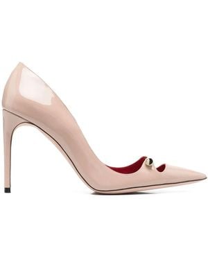 HARDOT 90Mm Bar-Detail Patent Leather Court Shoes - Pink