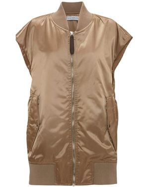 JW Anderson Satin-Finish Bomber Gilet - Brown