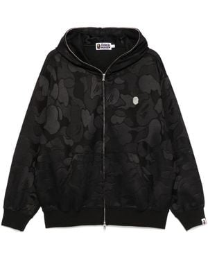 A Bathing Ape Camouflage-Jacquard Zipped Hoodie - Black
