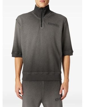 DIESEL Waffle-Knit Half-Zip Sweatshirt - Grey