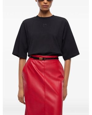 Pinko T-Shirt With Wide Sleeves And Love Birds Logo - Red