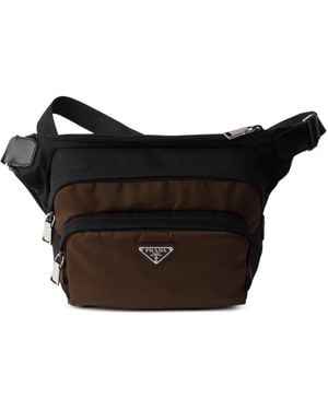 Prada Bolso de hombro con placa del logo - Negro