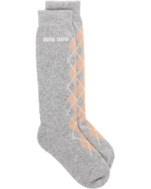 Miu Miu Socken Mit Argyle-Intarsie - Grau