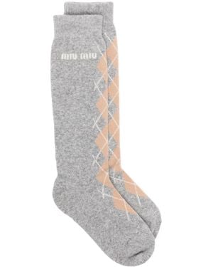 Miu Miu Socken Mit Argyle-Intarsie - Grau