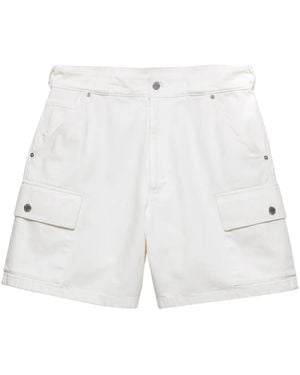 Prada Shorts Con Logo A Triangolo - Bianco