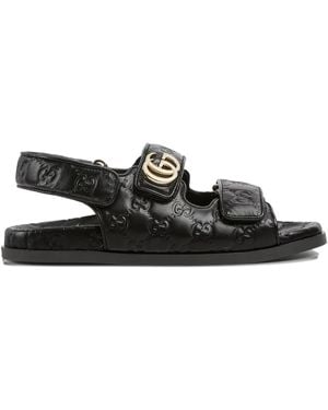 Gucci Double G Flat Sandals - Black