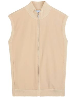 Raith Ribbed-Knit Paneled Gilet - Natural