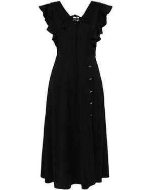 B+ AB Ruffle-Detail V-Neck Midi Dress - Black