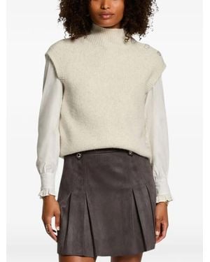 Morgan Embellished Sleeveless High-Neck Jumper - Natural