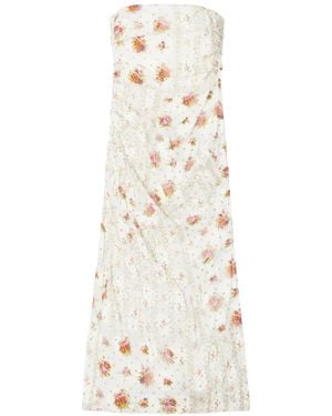 Tory Burch Strapless Floral-Print Dress - White